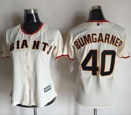 Giants #40 Madison Bumgarner Cream Women's Home Stitched MLB Jersey - Click Image to Close